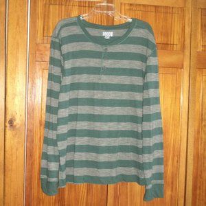 3800 EAST green/gray stripe L/S Henley t-shirt sz XXL men - new